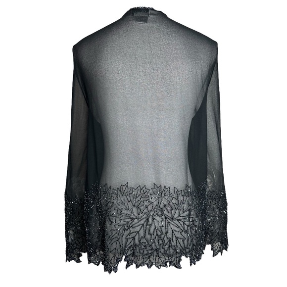 Vintage Beaded Fairy Top Black Sheer Open Whimsigoth Evening Top Jkara L - Picture 5 of 14